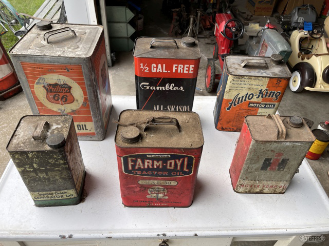 (6) vintage oil cans